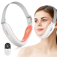 Elektrisches V-Face Shaping Massager, ANLAN Doppelkinn Entferner 9 Intensitätsstufen 4 EMS Modi Blau Rotlichtlampe Gesicht Gesichtsmassagegerät Gegen Falten 42°C Face Massager mit Fernbedienung, Typ-C