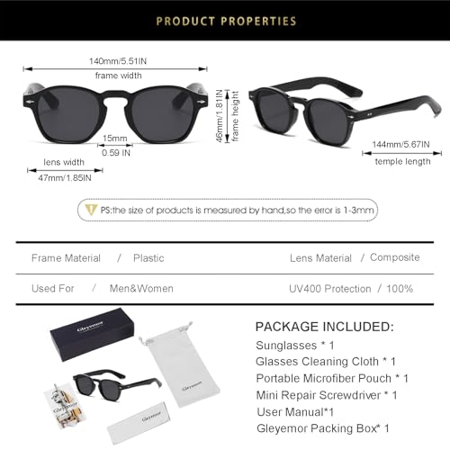 Image of Gleyemor Fashion Sunglasses for Men Women Tortoise Shell Sunglasses Trendy Unisex Style UV400 Protection Shades