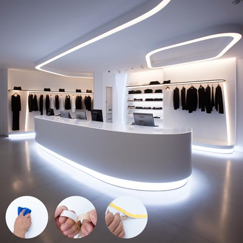 Image of BENLUN 24V 15mm Wide 250W Super Bright COB LED Strip Lights 32.8ft Kit | 6000K Cool White 2 Rolls of 16.4ft LED Tape Light 27500lm CRI 92 with Power Supply for Indoor Decorative Lighting
