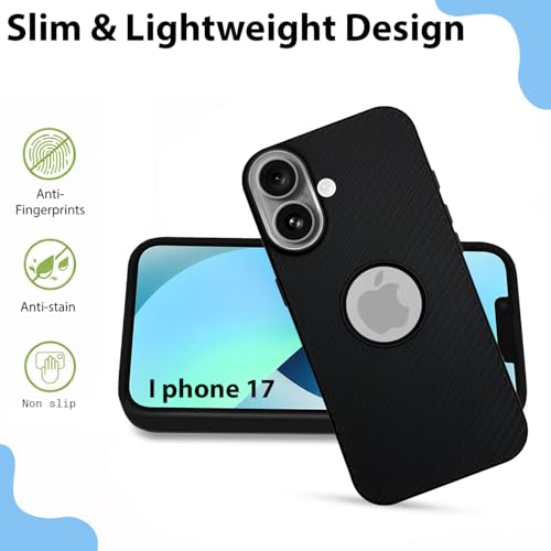 Image of LIRAMARK Rugged Carbon Fibre TPU Armor Silicone Back Cover Case for iPhone 17