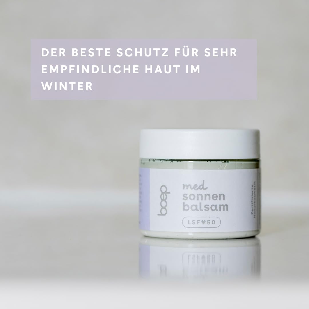 boep med balsam przeciwsłoneczny, ochrona przed zimnem, mineralny krem przeciwsłoneczny z filtrem tlenku cynku, LSF 50, do bardzo wrażliwej skóry i atopowego zapalenia skóry, idealny na zimę