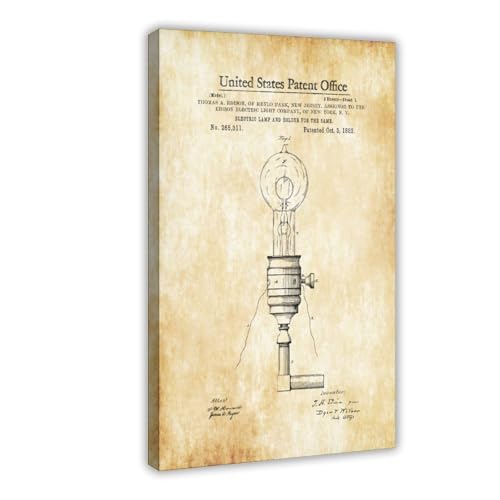 Toile vintage Thomas Edison pour décoration murale bureau style industriel retro