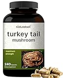 Maximum Strength Organic Turkey Tail Mushroom Capsules, 1100mg Per Serving, 180 Capsules, Powerfully Supports Positive Mood, Mind and Promote Healthy Nervous System, Non-GMO and Made in U.S