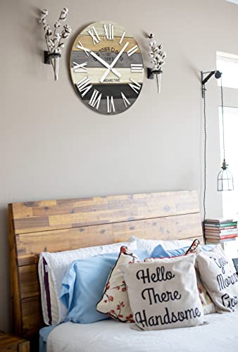 Oldtown Clocks 30" Wooden Multi-Color Maritime Coastal Beach Large Roman Wall Clock (Grey, 30 Inch) #TOP2