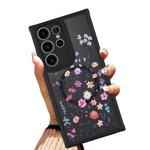 OOK Phone Case Fit for Samsung Galaxy S22 Ultra 6.8 Inch, Floral Flowers