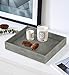 HofferRuffer Decorative Desktop Organizer Tray, Bathroom Vanity Tray, Storage Jewelry Perfume Dresser Tray, Catchall Tray for Change Coin Key, 10.2 x 8.4 x 1.8 inches (Dark Grey Faux Leather Shagreen)