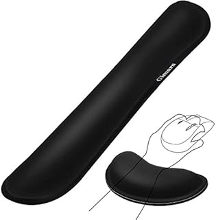 Gimars Upgrade Enlarge Gel Memory Foam Set Keyboard Wrist Rest Pad, Mouse Wrist Cushion Support for Office, Computer, Laptop, Mac, Comfortable, Lightweight for Easy Typing Pain Relief, Black