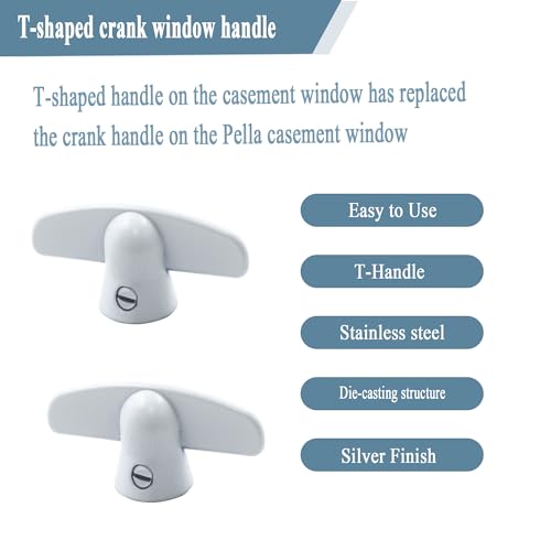 Follde 3/8" Spline Size T-Crank Window Handle Replacement for Pella Casement Window Crank (White * 2 Pcs)