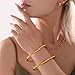 Kokoma Fashion Heart Cuff Bracelet for Women Minimalist Stainless Steel Hollow Hearts Large Cuffs Bangle Bracelets Statement Bangles Bohemian Jewelry (Gold)