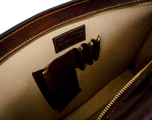 Time Resistance Leather Briefcase Laptop Bag - Handmade Detachable Strap Messenger Shoulder Handbag Satchel Business Unisex #TOP6