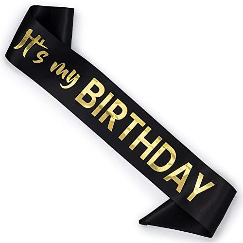Amazon.com: Birthday Sash for Men Blue with Gold Foil Letter 16th 18th ...