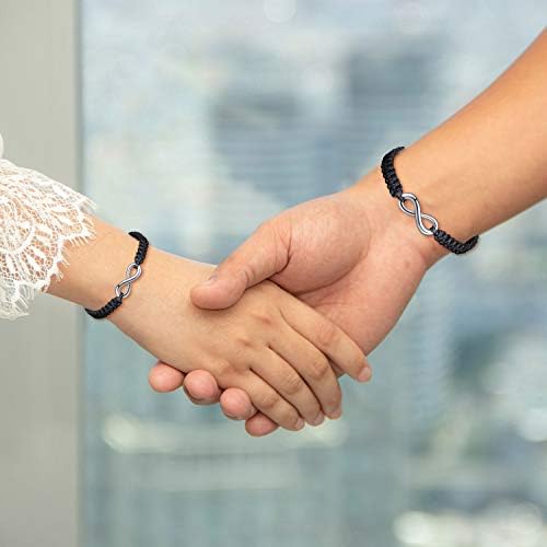 INFINIONLY Women Girls Braided Bracelet, Stainless Steel Infinity Symbol Bracelets, Handmade Bangle Adjustable Chain 17-28CM
