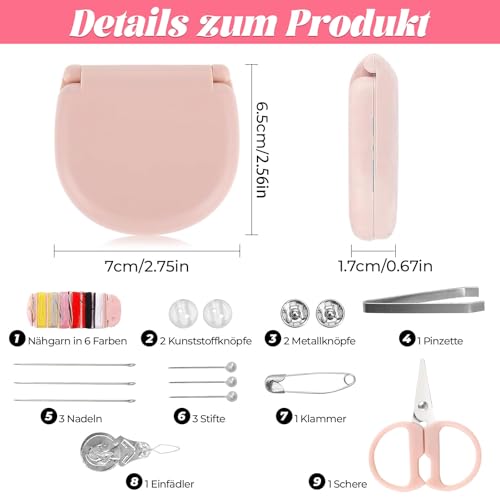 Hhaoysogd 2 Stück Näh Set, Mini Nähprojekt Set, Tragbares DIY Nähzubehör mit Nähaufbewahrungsbox mit Nadeln, Knöpfen, Drahtstiften, Fadenschere für Zuhause Reisende, Braut, Notfälle, Anfänger