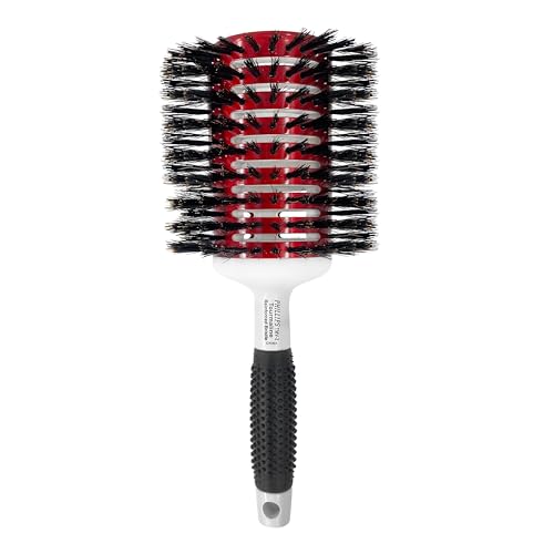 Phillips Brush Tourmaline Monster Vent 2 Professional Hair Brush (4.5” Diameter Barrel) - Vented Hairbrush with Nylon Reinforced Boar Hair Bristles, Beech Wood Handle with Rubber Grip