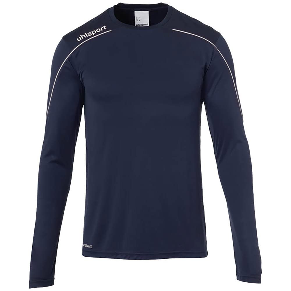 Uhlsport Stream 22 Long Sleeve Jersey Men, White/Azure Blue, Moisture Wicking Dry Tech, Size L