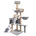 Cat tree, 145cm Cat Scratching Post Stable Cat Tree for Indoor Cats, Multi-Level Cat Climbing Tower with Posts Fully Wrapped in Natural Sisal Rope, Suitable for Kitten Kitty Cat
