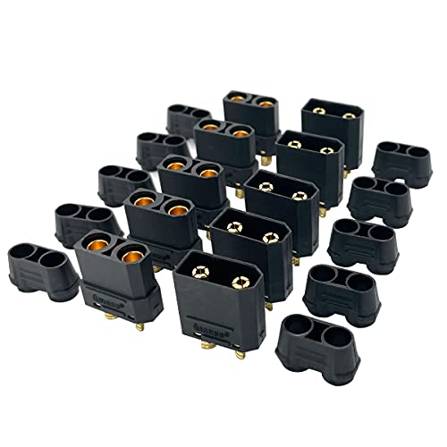 Yaohappy 5Pair Black Amass XT90 XT-90 Male Female Bullet Connectors Power Plug with Heat Shrink for RC Lipo Battery Motor