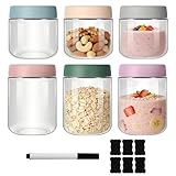 Juego de 6 Tarros de Cristal Para Avena, 300 ml y 500 ml