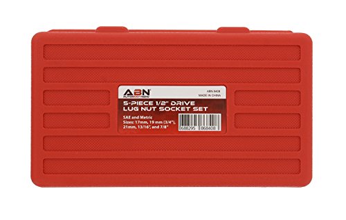 image for ABN 1/2in Impact Drive Lug Nut Socket 5-Piece Set – Non-Marring, Col