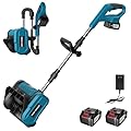 Cordless Snow Shovel, 8.6'' Handheld Electric Snow Blower 21V with 2 X 4.0Ah Battery and Charger, 19ft Throw Distance Lightweight Snow Blower Shovel for Driveway,Steps,Patio,Sidewalk (Blue)