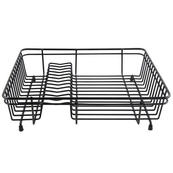 Large Black Dish Drainer Durable Coated Steel Efficient Modern Kitchen Solution Organiser Racks Accessory Stainless