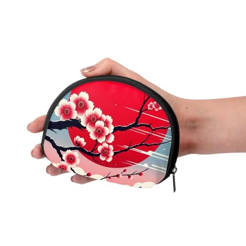 Portable Coin Purse Japan-Cherry-Sun Mini Zippered Money Pouch Card Holder3