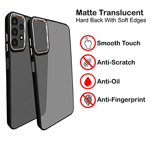 Image of A rtistque Frosted Translucent Back Cover Case for Samsung Galaxy A13 4G | Electroplated Chrome Ring | Raised Camera Edges for Protection | Smooth Sides TPU - Black
