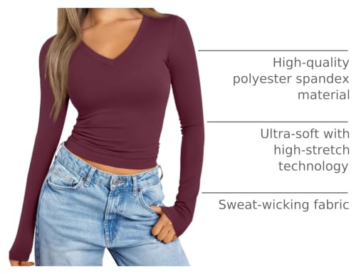 Image of Trendy Queen Womens Long Sleeve Shirts 2026 Fall Fashion Basics Crop Tops