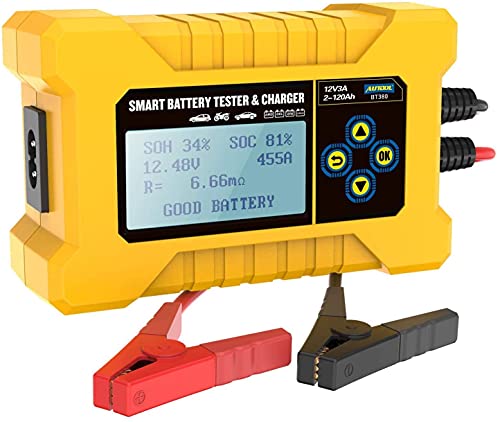 Car Battery Tester 12v Battery Cranking Test Battery Checker Battery Charging Battery Tester Automotive Reverse Polarity Protection Battery Testers 100-2400 CCA Fit for ATV/Truck/Boat/Car