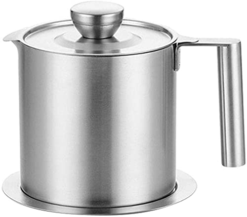 Filtro Aceite Cocina Acero Inoxidable, Graseras de Cocina con Malla Fina Colador y Tapa para Grasera, para almacenar Aceite de fritura y Grasa de Cocina (1.2l) Cover