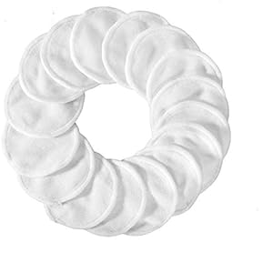 iCosow Reusable Makeup Remover Pads 15 Pcs, Wholesale Organic Bamboo Cotton Rounds,Reusable Cotton Pads for Face Wipes (White)