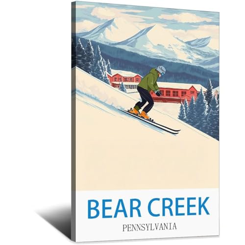 Poster Pennsylvanie Bear Creek retro 50x75 cm pour bureau chaleureux