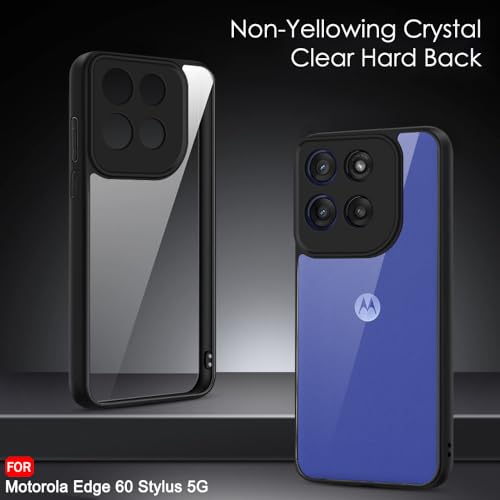 Image of TheGiftKart Hybrid Shockproof Back Cover Case for Motorola Moto Edge 60 Stylus 5G | Hard Back Cover for Motorola Edge 60 Stylus (PC & TPU, Transparent Clear Back, Black Sides)