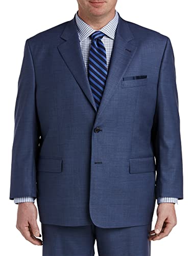 Oak Hill by DXL Big and Tall Premium Jacket-Relaxer Sharkskin Suit Jacket, Navy