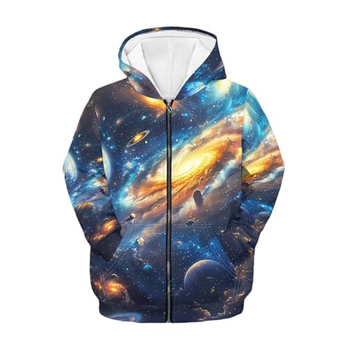 Image of Unisex Zipper Sweatshirt Boys Girls Hooded with 2 Pocket Pullover Hoodies for 6-16Y Kids