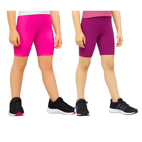 Image of Girls Tights & Short for Girl Kid in Solid Colours | Soft Stretchable Fabric - Ideal for Sports, Yoga - Pack of 2