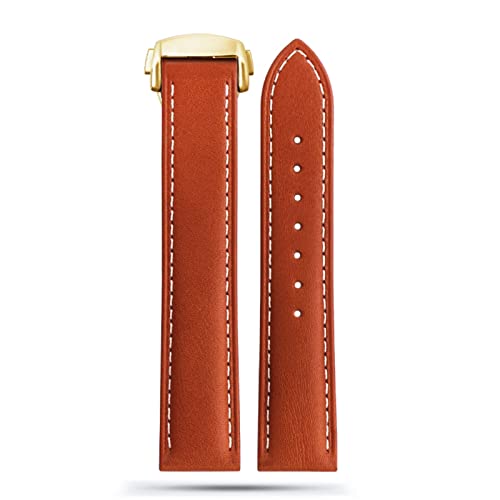 Bracelet de montre avec fermoir déployant en cuir italien marron