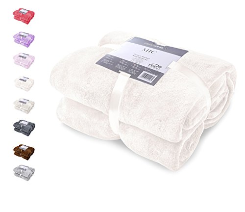 DecoKing Manta Polar de Microfibra 70x150 cm Extra Suave y cálida Monocolor Mic Crema