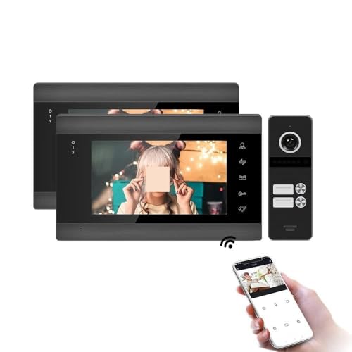 ICOSAR Tocar la Campana Tuya Smart Phone WiFi Videoporteros inalámbricos for el hogar 1/2/3/4F Monitor Interior Timbre con cámara Sistema Exterior (Color : 1, Size : P207-2B1M706B2-86)