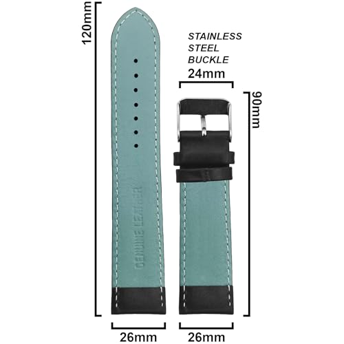 Image of DBLACK ''ZEUS'' Genuine Leather Watch Strap, Minimalist Design Watch Belt / / For 18mm, 20mm, 22mm, or 24mm Full-Padded Watch Band (Choose Your Size & Color)