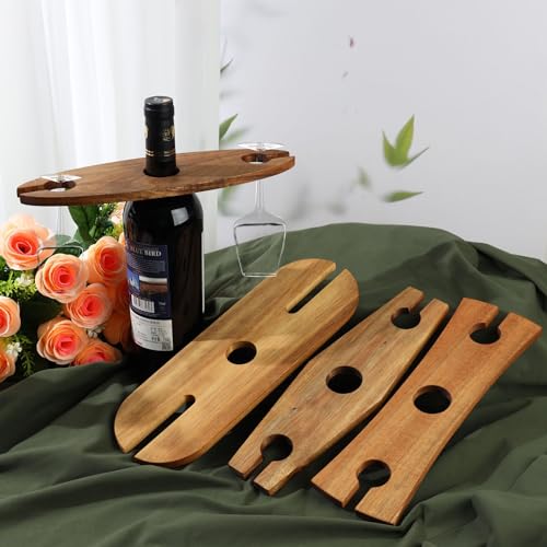 Soporte de botellas de vino de madera grabado personalizado 2PCS miniatura 6