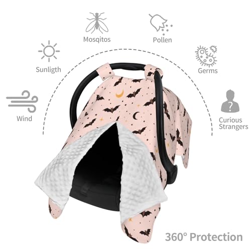 Image of Halloween Bat Baby Car Seat Canopy Nursing Cover for Newborn Car Seat Breastfeeding Covers Blanket Newborn Shower Gift