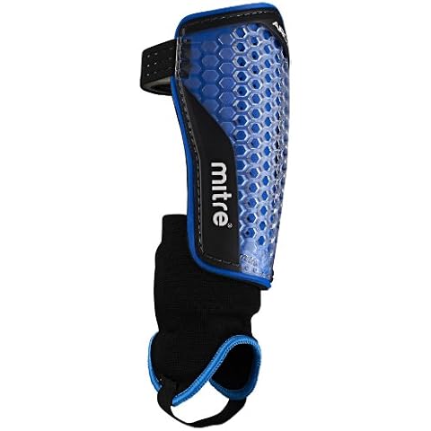 Mitre Aircell Power Ankle Protect Football Shin Pads, Blue/Black, Small Cover