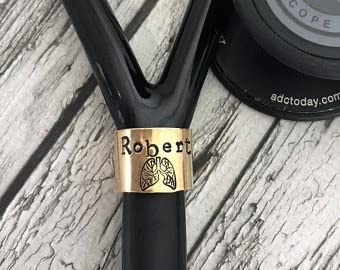 Gold Brass Personalized Stethoscope ID Name Tag, Cuff 1/2" Style Universal Fit Stethoscope Charm