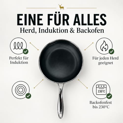 FIXLINE® BLACK FOREST Bratpfanne 28cm - robuste Antihaftbeschichtung - hoher Rand 6… – Ansicht 4