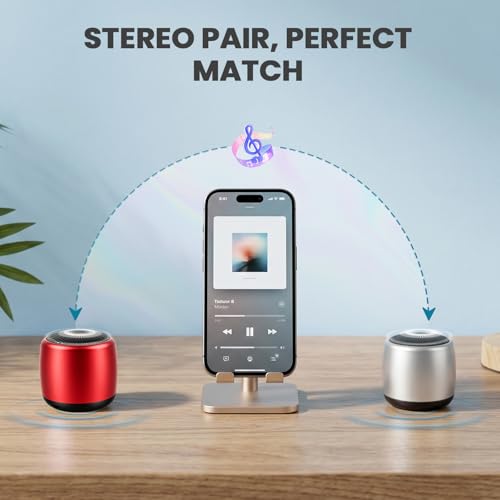 Image of Best Mini Portable Bluetooth Speaker with HD Sound & Bass I Smallest Wireless Bluetooth Speakers for Phone /PC /Tablet I Photo Selfie Button Answer Phone Calls I Cute Tiny Speaker (Red)