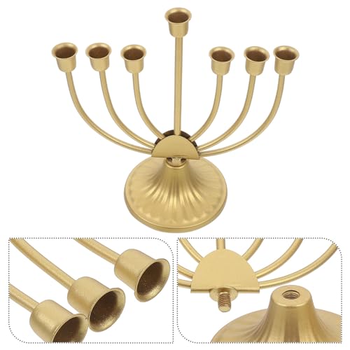 HOLIDYOYO Hanukkah Menorah 7 Branch Menorah Candle Holders Jerusalem Temple Candle Holder Jewish Menorah Antique Candlestick Candelabra for Home Party Decor A
