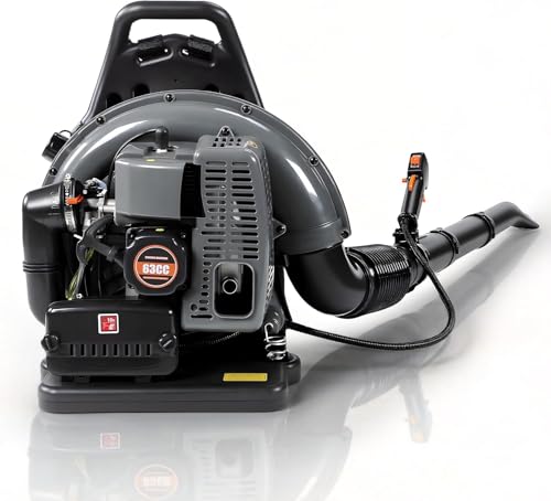 63CC Gas Powered Leaf Blower, 2-Stroke Backpack Blower with 205 MPH 700 CFM, Adjustable Speed, Low...