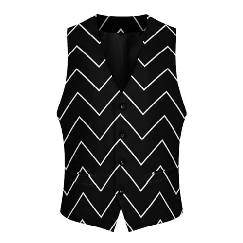 Diagonal Zig Zag Wave Line Men's Suit Vest Slim Fit V-Ncek Waistcoat Business Casual Vest4