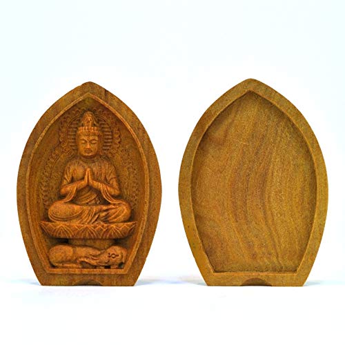 Amazon｜海宇工芸(kaiu art) 木彫香合仏・懐中仏 *蓮型* 白檀 干支お